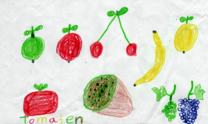 Kinderzeichnung verschiedenses Obst